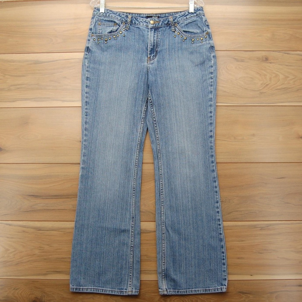 a.n.a A New‎ Approach Jeans Womens 10 Blue Light Wash Studded Mid Rise Bootcut